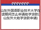 山东外国语职业技术大学在读期间怎么申请助学贷款(山东外大助学贷款申请)