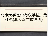 北京大学是否有双学位，为什么(北大双学位原因)