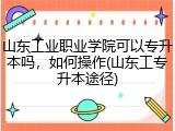 山东工业职业学院可以专升本吗，如何操作(山东工专升本途径)