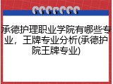 承德护理职业学院有哪些专业，王牌专业分析(承德护院王牌专业)