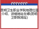昆明卫生职业学院地理位置介绍，详细地址在哪(昆明卫职院地址)