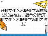 开封文化艺术职业学院有哪些知名校友，简单分析(开封文化艺术职业学院知名校友)