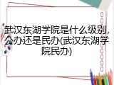 武汉东湖学院是什么级别，公办还是民办(武汉东湖学院民办)