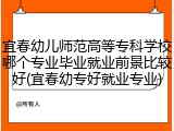 宜春幼儿师范高等专科学校哪个专业毕业就业前景比较好(宜春幼专好就业专业)