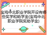 宝鸡中北职业学院开设有哪些奖学和助学金(宝鸡中北职业学院奖助学金)