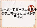 惠州城市职业学院毕业是什么学历有何优势(惠城职学历优势)
