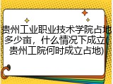 贵州工业职业技术学院占地多少亩，什么情况下成立(贵州工院何时成立占地)