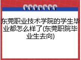 东莞职业技术学院的学生毕业都怎么样了(东莞职院毕业生去向)