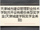 天津城市建设管理职业技术学院共开设有哪些类型奖学金(天津城建学院奖学金类别)