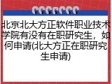 北京北大方正软件职业技术学院有没有在职研究生，如何申请(北大方正在职研究生申请)