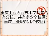 重庆工业职业技术学院是否有分校，共有多少个校区(重庆工业职院几个校区)