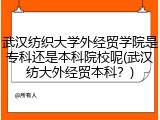 武汉纺织大学外经贸学院是专科还是本科院校呢(武汉纺大外经贸本科？)