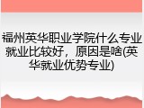福州英华职业学院什么专业就业比较好，原因是啥(英华就业优势专业)