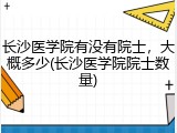 长沙医学院有没有院士，大概多少(长沙医学院院士数量)