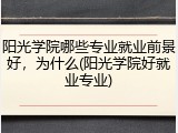 阳光学院哪些专业就业前景好，为什么(阳光学院好就业专业)