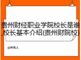 贵州财经职业学院校长是谁,校长基本介绍(贵州财院校)