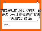 西双版纳职业技术学院一般要多少分才能录取(西双版纳职院录取线)
