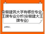 安徽建筑大学有哪些专业，王牌专业分析(安徽建大王牌专业)