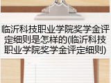 临沂科技职业学院奖学金评定细则是怎样的(临沂科技职业学院奖学金评定细则)