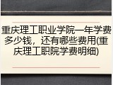 重庆理工职业学院一年学费多少钱，还有哪些费用(重庆理工职院学费明细)