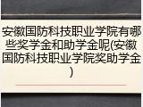 安徽国防科技职业学院有哪些奖学金和助学金呢(安徽国防科技职业学院奖助学金)