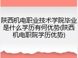 陕西机电职业技术学院毕业是什么学历有何优势(陕西机电职院学历优势)