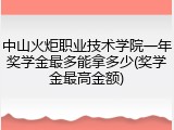 中山火炬职业技术学院一年奖学金最多能拿多少(奖学金最高金额)