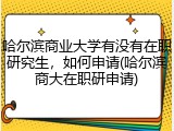 哈尔滨商业大学有没有在职研究生，如何申请(哈尔滨商大在职研申请)