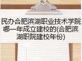民办合肥滨湖职业技术学院哪一年成立建校的(合肥滨湖职院建校年份)