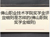 佛山职业技术学院奖学金评定细则是怎样的(佛山职院奖学金细则)