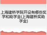 上海建桥学院开设有哪些奖学和助学金(上海建桥奖助学金)
