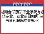 湖南食品药品职业学院有哪些专业，就业前景如何(湖南食药职院专业就业)
