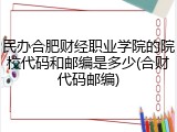 民办合肥财经职业学院的院校代码和邮编是多少(合财代码邮编)
