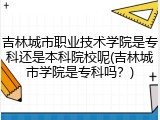 吉林城市职业技术学院是专科还是本科院校呢(吉林城市学院是专科吗？)