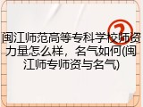 闽江师范高等专科学校师资力量怎么样，名气如何(闽江师专师资与名气)