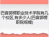 巴音郭楞职业技术学院有几个校区,有多少人(巴音郭楞职院规模)