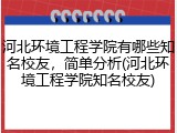 河北环境工程学院有哪些知名校友，简单分析(河北环境工程学院知名校友)
