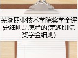 芜湖职业技术学院奖学金评定细则是怎样的(芜湖职院奖学金细则)
