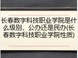 长春数字科技职业学院是什么级别，公办还是民办(长春数字科技职业学院性质)