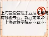 上海建设管理职业技术学院有哪些专业，就业前景如何(上海建管学院专业就业)