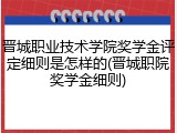 晋城职业技术学院奖学金评定细则是怎样的(晋城职院奖学金细则)