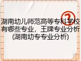 湖南幼儿师范高等专科学校有哪些专业，王牌专业分析(湖南幼专专业分析)