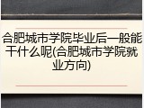 合肥城市学院毕业后一般能干什么呢(合肥城市学院就业方向)