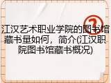 江汉艺术职业学院的图书馆藏书量如何，简介(江汉职院图书馆藏书概况)