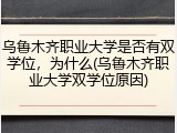 乌鲁木齐职业大学是否有双学位，为什么(乌鲁木齐职业大学双学位原因)