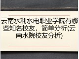 云南水利水电职业学院有哪些知名校友，简单分析(云南水院校友分析)