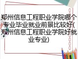 郑州信息工程职业学院哪个专业毕业就业前景比较好(郑州信息工程职业学院好就业专业)