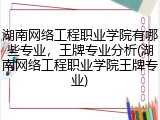 湖南网络工程职业学院有哪些专业，王牌专业分析(湖南网络工程职业学院王牌专业)
