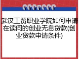 武汉工贸职业学院如何申请在读间的创业无息贷款(创业贷款申请条件)