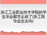 浙江工业职业技术学院的学生毕业都怎么样了(浙工院毕业生去向)
